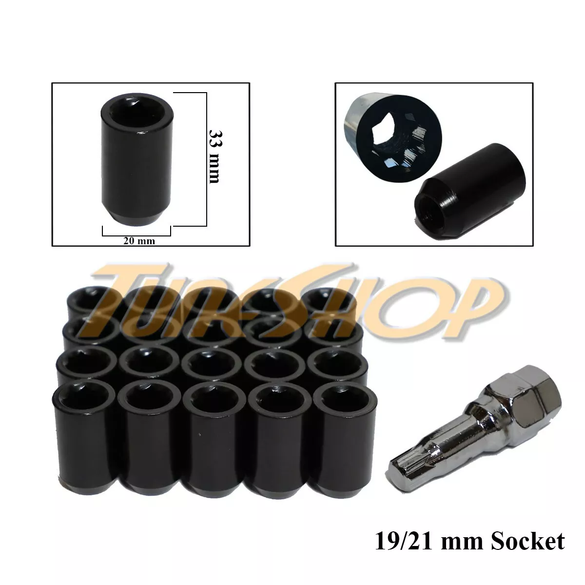 20 TUNER WHEEL LOCK LUG NUTS 8 POINT KEY 12X1.5 12 1.5 ACORN OPEN