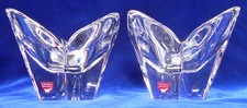 2 Orrefors "Lotus" Crystal Bowls 4551/11, 4 1/4" Square, 3 1/2" High, Labels Exc