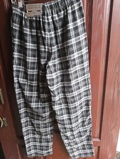 Perry Ellis Men's Plaid Gray and Black Flannel Pajama Lounge Pants