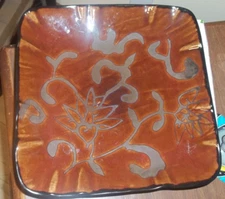 2 VTG RITZ AMBIANCE COLLECTION 11X11" GLOSSY BROWN/GRAY SERVING DISH