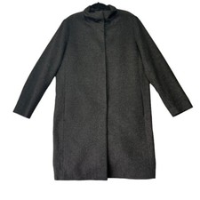 Uniqlo Coat Women Large Black Cashmere Wool Stand Collar Chic Luxurious