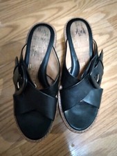 Sofft Cork Wedge Sandals. Black. Women's 8