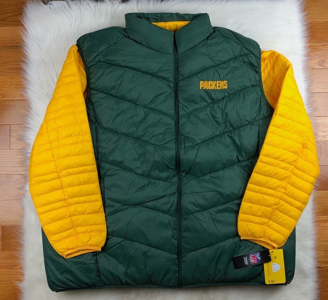 Green Bay Packers 3 in 1 Systems Jacket & Vest Big Man 4XL Green/Yellow