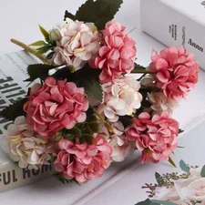 10 Heads Artificial Hydrangea Flowers Silk Bouquet Party Home Decor UV Resistant