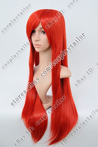 Parrucche diritte lunghe 70 cm arancione scuro con borchie eleganti parrucche cosplay - Foto 3 di 6