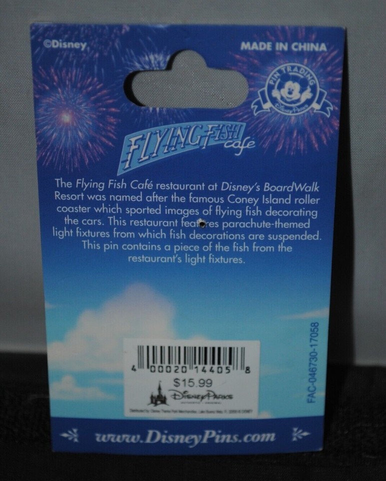Flying Fish Cafe Disney World Disneyland Piece History Pin Prop Cast LE