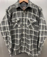 Northwest Territory Shacket L Gray Brown Plaid Button Up Lined Shirt Jacket Work