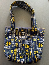 University of Michigan zip quilted tote