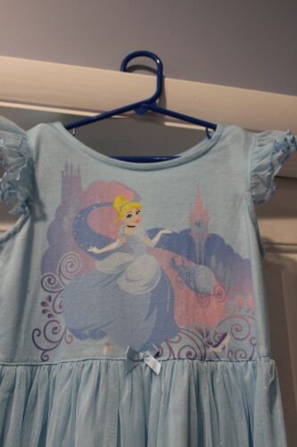 Girl Sz 9/10 Disney Cinderella Nightgown Short Sleeve Fluffy Skirt Blue