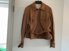 Light Brown Amber Leather Women’s Jacket With Buckles
