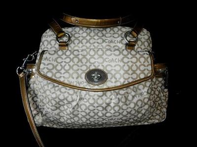 COACH LG OP ART COATED SIGNATURE C KHAKI GOLD ADDISON MULTI BABY DIAPER TOTE BAG