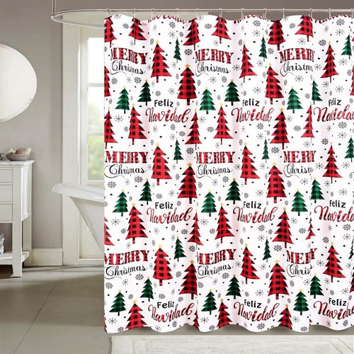 RT Designers Collection Weihnachten Slub Duschvorhang 70" x 72" weiß/rot/grün