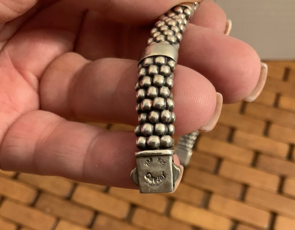 Brazalete Lagos Oro 18kt y Plata de Ley 9mm Derby Hebilla 6 3/4”, Venta al por menor $1350 Foto 4 de 4