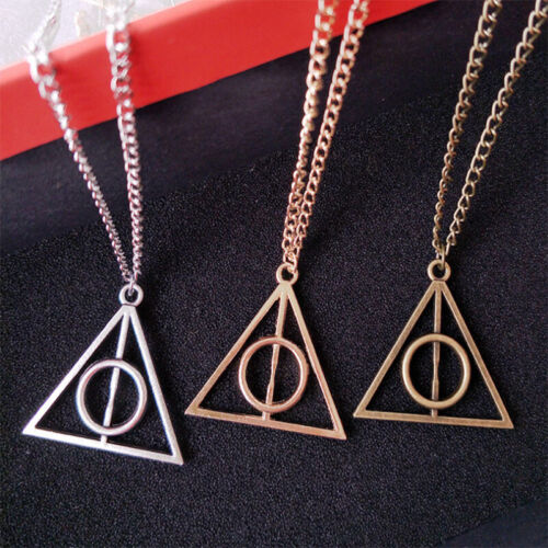Vintage Charm Triangle Deathly Hallows Pendant Necklace Simple Geometric for Men - Picture 1 of 9