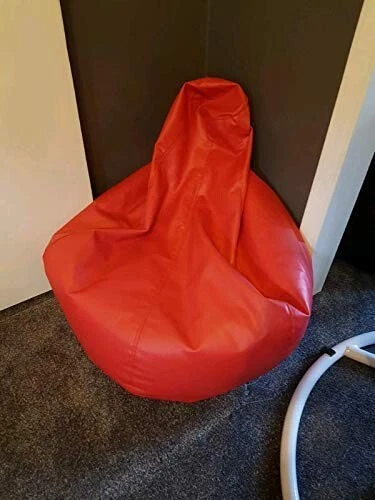 Funda Sofá Silla Bean Bag Redonda Imitación Cuero Talla XXXL (Sin Frijoles) Rojo Foto 3 de 4