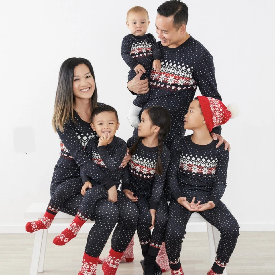 Hanna Andersson Negro Navidad Pijama Conjunto Fair Isle Copo de Nieve Adulto Unisex XXL Foto 2 de 4