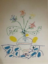 Pablo Picasso VASO CON FIORI piatto serigrafico a colori firmato COA 7-12-59