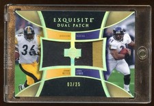 2005 EXQUISITE JEROME BETTIS-JAMAL LEWIS GOLD DUAL GAME WORN PATCH #ED 03/25 HOF