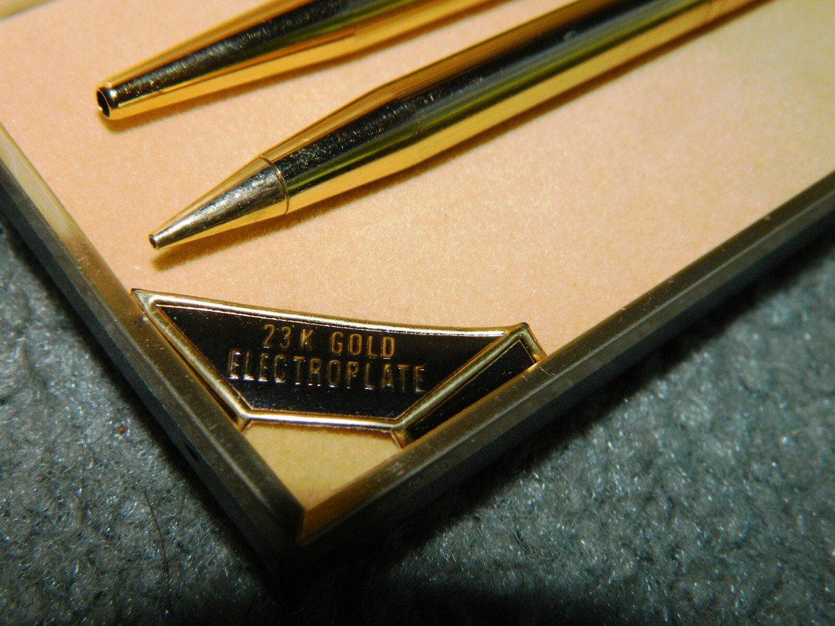 Vintage Sheaffer TRZ 23K Gold Electroplated Ballpoint Pen & Pencil
