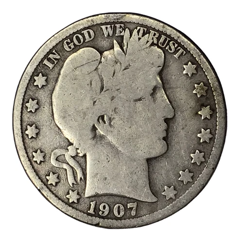 1907-D 50C Barber Half Dollar VG #