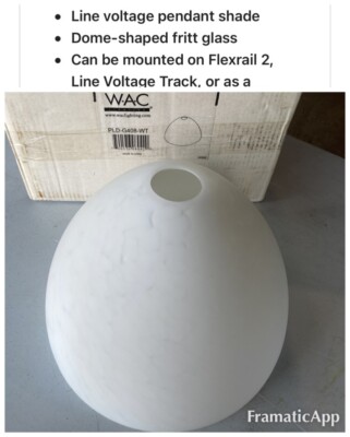 Wac Lighting PLD G408 WT White Glass Quick  Connect 11  Pendant Shade