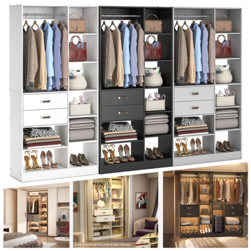 NEW 80'' Height Freestanding Closet System w/ Suitcase Storage & 2 Wood Drawers