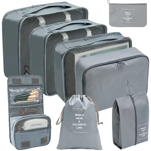 8-teiliges Reisegepäck Organizer Set Koffer Aufbewahrung Taschen Kleidung Packwürfel - Bild 2 von 29