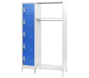 Vestiaire avec porte-manteau Bleu et gris 110x45x180 cm Métal 64742