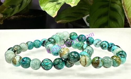 Wholesale 6 Pcs Natural Blue Opal 8mm 7.5” Crystal Stretch Bracelet - Picture 3 of 4