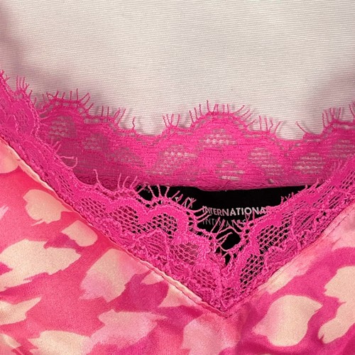 INC Lace-Trim Cami & Shorts Pajama Set Womens X-Large Satin Pink Animal Print - Picture 5 of 12