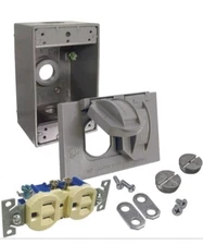 (1)-Bell Gray Horizontal Mount Tamper Resistant Outdoor Outlet Kit 5839-5WRTR