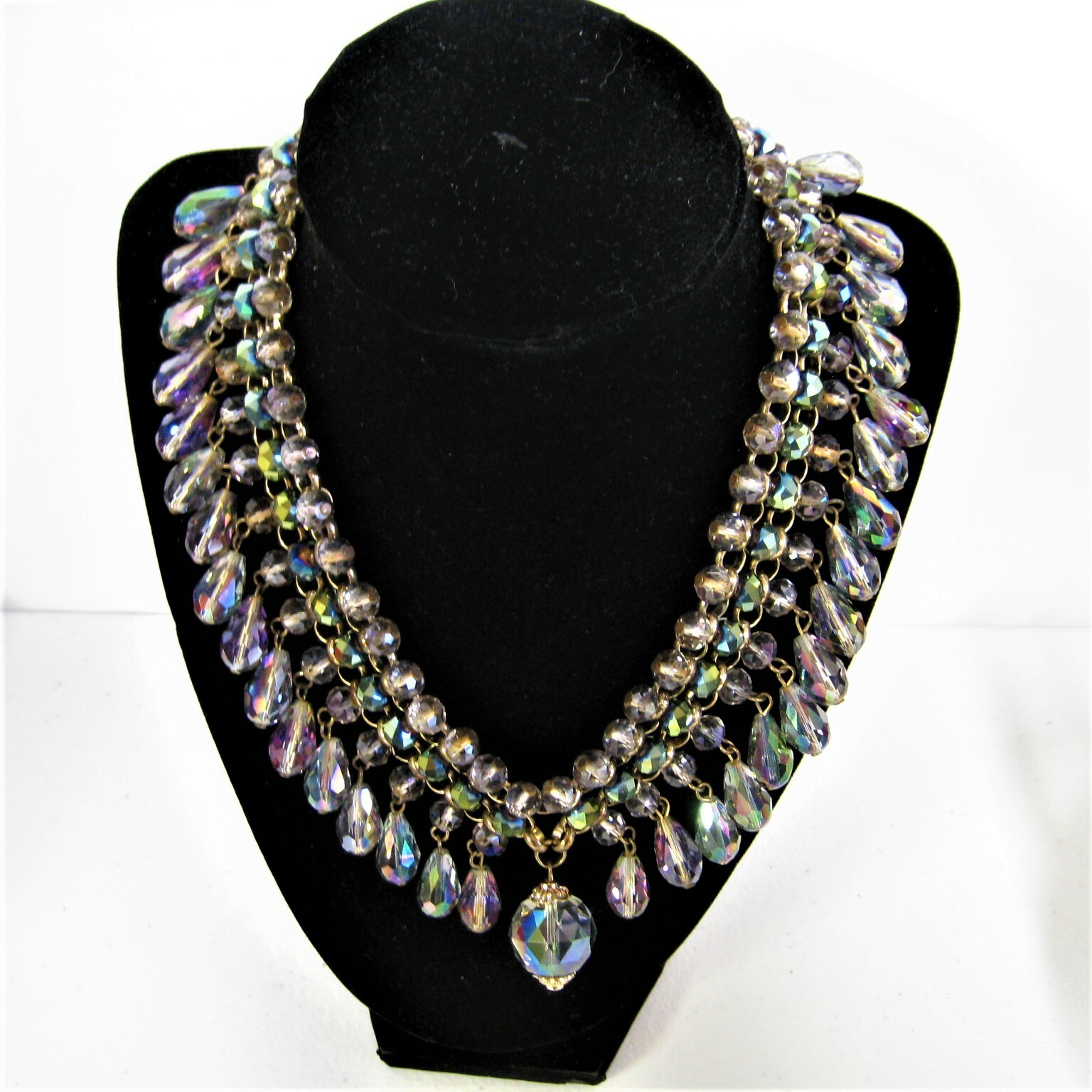 Beautiful Vintage Estate Multi Color Glass Heavy Chunky Necklace Costume Jewelry eBay