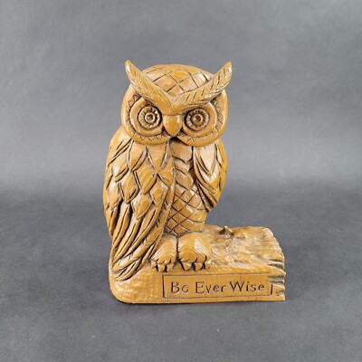 Owl BE EVER WISE Bookend Single Brown 7 inch tall Abby Press 1980