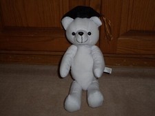 NEW, 12" Fabric Autograph Graduation Bear White Signature Graduation Party