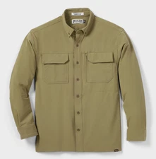 HOT! DU.LUTH Men's Flexpedition Relaxed Fit Long Sleeve Shirt, Cargo Green