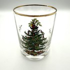 Spode Christmas Tree Double Old Fashioned Rocks Glass Gold Trim Whiskey Barware
