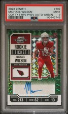 2023 Zenith Rookie Ticket Michael Wilson COR TKT RPS PREV AUTO GREEN PSA 9 19/23