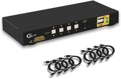 KVM Switch HDMI 4 Port Wit Audio and 4 Kit Cables, 4 Port HDMI KVM Switch Suppor