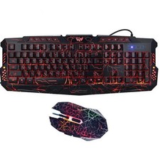 RGB Gaming Keyboard Mouse Combo LED Backlit Wired Set for PC Laptop