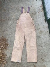 Vintage 70s Carhartt Overalls Tan Duck Canvas Size 36 Faded Paint USA
