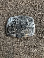 Vintage 1999 Hesston Belt Buckle - National Finals Rodeo NEW Pewter Bull Rider