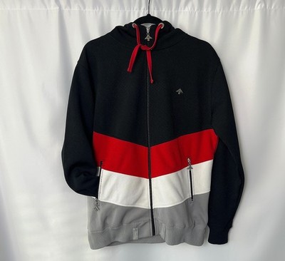 LRG Roots Equipment Zip Up Hoodie Mens Small Colorblock Chevron Y2K Skatewear