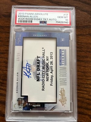 2013 Panini Absolute War Room NFL Draft Day Tickets Keenan Allen #13/25 (AU, RC)
