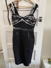 PRADA BLACK MIDI SLEEVELESS DRESS WITH WHITE PRINT DETAILS SIZE IT 40 (UK 8)