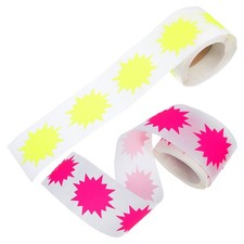 2 Rolls Price Tags Stickers Burst Signs for Retail Inch Fluorescent Garage Sale