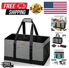 Extra Large Foldable Reusable Shopping Bag Heavy Duty Grocery Tote Gray New