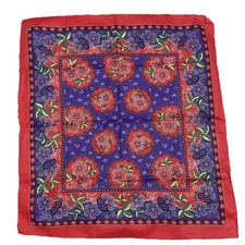 Vintage Wamcraft Bandana RN 14193 Red Purple Floral Cottagecore Coquette 30x28