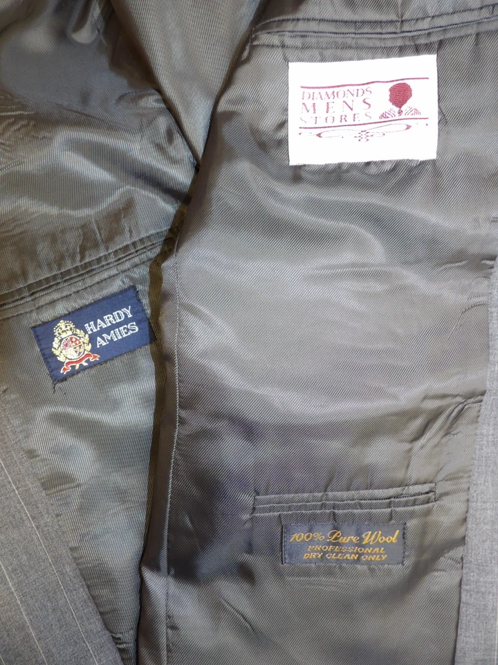 Traje de hombre Hardy Aimes 42s 38W X 28 gris claro P.S. 100 % lana T-#95 Foto 4 de 4