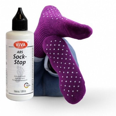 ViVA DECOR ABS SockStop WEISS Anti Rutsch Socken selbst gestalten waschbar neu