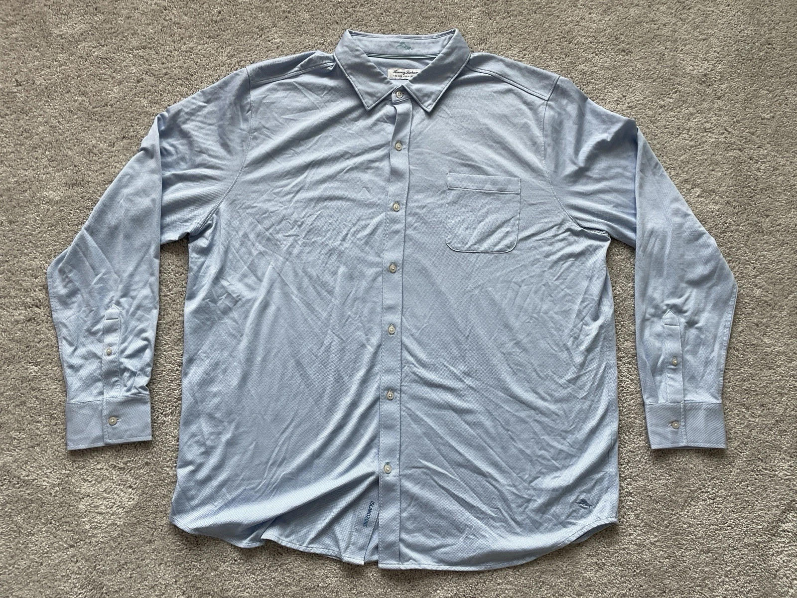 TOMMY BAHAMA Shirt Mens XXL The San Lucio Stretch Textured IslandZone Blue NEW
